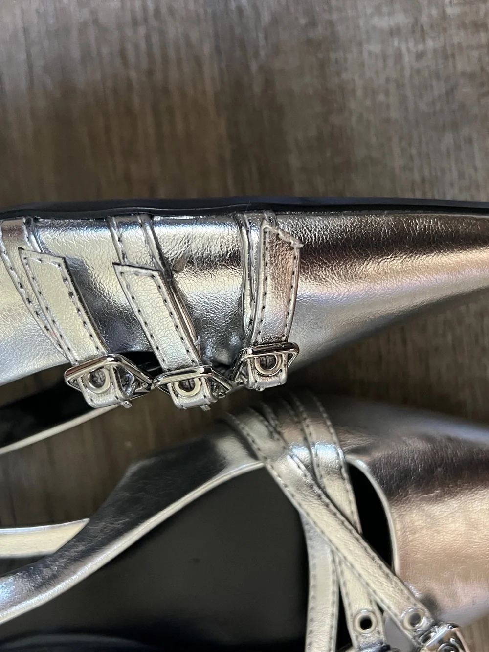 Zara Strappy Kitten Heels in Silver